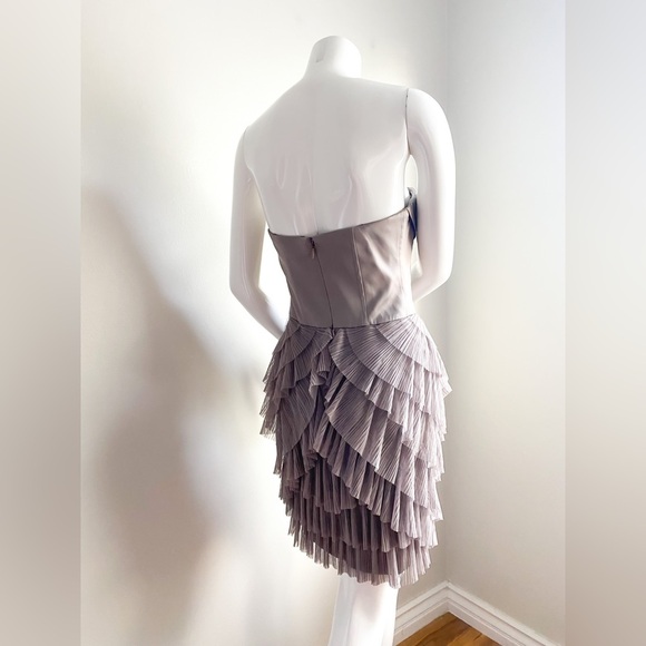 $348‼️BCBGMaxAzria Satin Ruffle Tulle Tiered Layered Sleeveless Dress Corset Sz4 - Picture 8 of 14